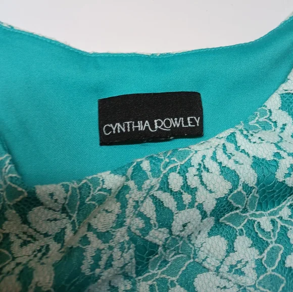 Cynthia Rowley Teal Floral Lace Dress – Small - Picture 4 of 14